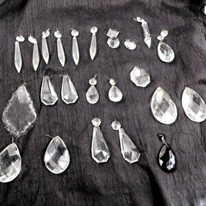 Vintage Crystal Lamp Parts, Prism Drops, Assorted Shapes Lot Four